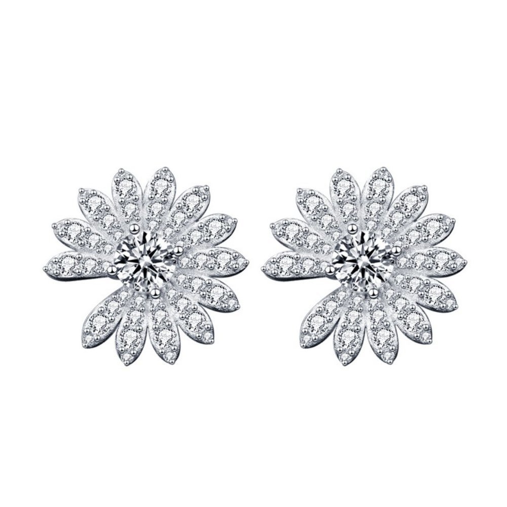 Certified 1ct. t.w. Diamond Moissanite Daisy Flower Stud Earrings NEW - Picture 2 of 10